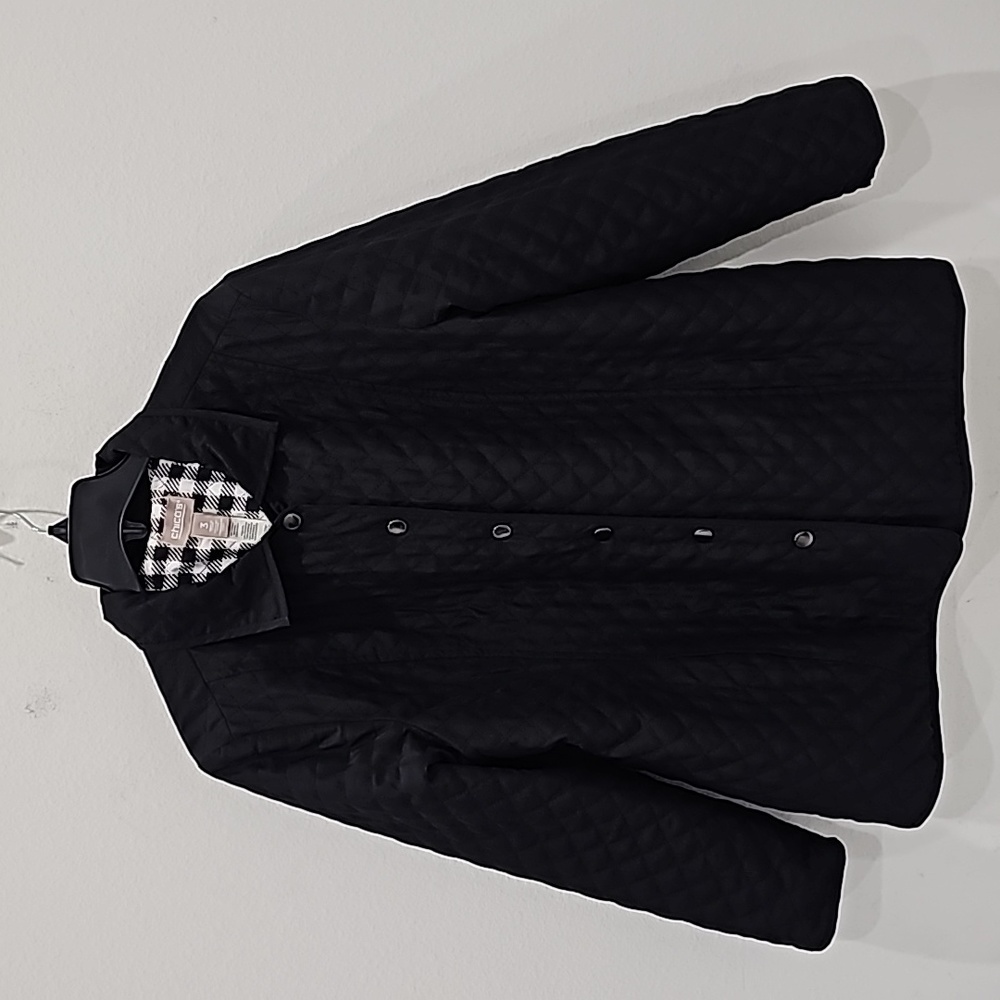 Chico Black Checkered  thin quitted Jacket Size XL
